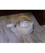 White Porcelain Teapot Bamboo Handle Camel    - £15.56 GBP