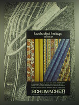 1974 Schumacher Handcrafted Heritage Collection Fabrics Advertisement - £14.73 GBP