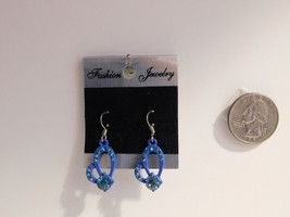 Fashion Jewelry Ladies Earrings Drop Dangle Blue Silver Tones Hook Fasteners  - £4.79 GBP