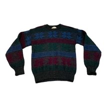 Vintage Alps 100% Wool Sweater, Dark Stripe/Snowflake Pattern, Men&#39;s Small - £30.57 GBP