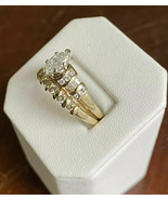 3Ct Marquise Cut Lab-Created Diamond Bridal Ring Band Set 14K Yellow Gol... - $3,825.70 MXN