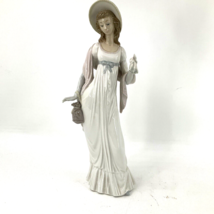 Lladro #4934 Dainty Lady Hat &amp; Bag Glazed Porcelain Figurine 14&quot; MINT w/ box - £395.67 GBP