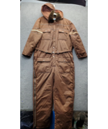 Vtg Sears Work Leisure Snowsuit Mens 46 Brown Belted Hooded Quilted Insu... - $65.09