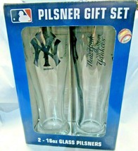 MLB New York Yankee Glass Pilsner 16 oz. Set of 2 by Boelter Brands - £27.86 GBP
