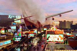 Con Air plane flying over Las Vegas strip 24x18 Poster - £18.78 GBP