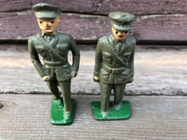 VTG Pair 2 Grey Iron or Lead Saluting Army Soldiers 3&quot;  - $14.80