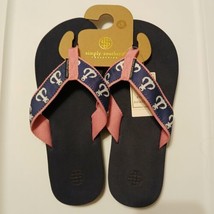 Simply Southern Women&#39;s Size XL 8.5/9.5 Casual Flip Flop Pink/Navy Habor Anchor - £15.56 GBP