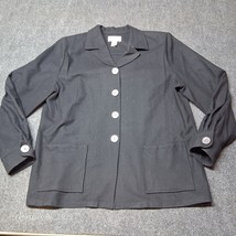 Pendleton Virgin Wool Blazer Women Large Black Quadruple Button - $44.32