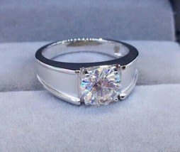 2.6ct Certified Treated Solitaire Moissanite Ring 925 Silver Fine Jewelry - £122.15 GBP
