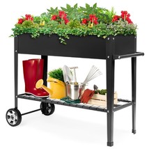 Mobile Black Metal Garden Potting Bench with Push Handle Wheels - £146.45 GBP