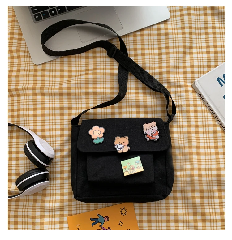 Cute Canvas Small Bag Female 2023 New Japanese Harajuku Diagonal Bag Wild Studen - £44.13 GBP