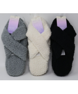 Women&#39;s Slipper Socks Gripper Bottom Cross Band Fuzzy Slippers M/L Lot of 3 - $25.56 CAD