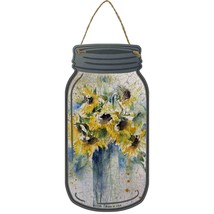 Yellow Sunflower Watercolor Novelty Metal Mason Jar Sign - £14.39 GBP