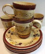 Home Trends 8 Piece Set Hand Painted Coffee Mugs & Dessert Plates - £59.35 GBP