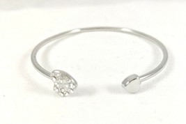 Silver Tone Love Crystal Heart Open Cuff Bangle Bracelet  NEW - £3.19 GBP