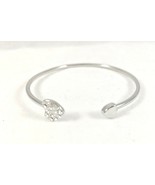 Silver Tone Love Crystal Heart Open Cuff Bangle Bracelet  NEW - $3.99