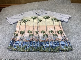 Batik Bay Mens Hawaiian Button up Shirt Size L Rayon Palm Trees, Mountains lake - £10.07 GBP