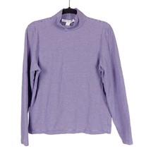 Josephine Chaus Womens Mock Turtleneck Shirt L Striped Purple Long Sleeve Cotton - £11.54 GBP