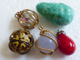 Lot of 5 pendants charms Glass stone Enamel filigree - £19.78 GBP