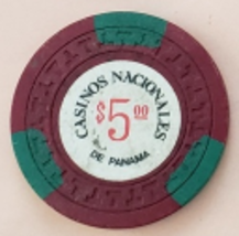Casinos Nacionales de Pana $5 Casino Chip - £6.28 GBP