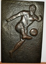 Vintage Copper Hand Hummered Relief Image Of Footballer - £31.07 GBP