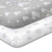Pack N Play Fitted Sheet, Soft Jersey Cotton Portable Playard Sheets, 2 Pack Min - £28.76 GBP