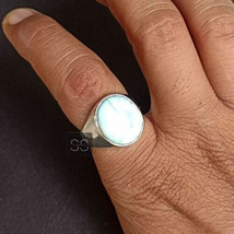 Natural Larimar Ring Father&#39;s Gift, Handmade Ring Jewelry - £86.92 GBP