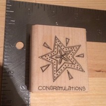 New Congratularons Shining Star Woodblock Rubber Stamp - Unused Crafting... - $4.75