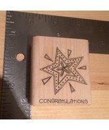 New Congratularons Shining Star Woodblock Rubber Stamp - Unused Crafting... - £3.72 GBP