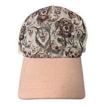 Y2K Bergweiser Dog Print Baseball Cap Pink Cream One Size Adjustable - $21.60