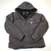 Carhartt Womens Washed Duck Canvas Loose Fit Jacket Sherpa Lined Gray Me... - $79.19