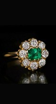 2ct Künstlicher Smaragd &amp; Moissanit Verlobung Haufen Ring 10k Gelbgold - £517.79 GBP
