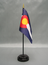State of Colorado Mini 4&quot;x6&quot; Desk Stick Flag, With Black Plastic Stand - £7.18 GBP+
