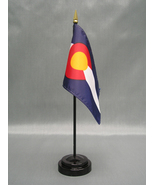 State of Colorado Mini 4&quot;x6&quot; Desk Stick Flag, With Black Plastic Stand - £7.04 GBP+