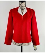 Positive Attitude Red &amp; White Peak Collar Open Front Blazer Sz 8P - $24.99