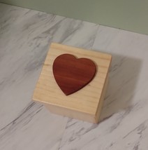 Handmade Lidded Pine Trinket Box with Red Cedar Heart - £9.48 GBP