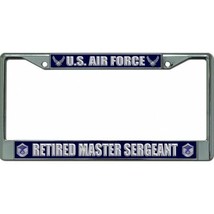 air force retired master sergeant wings logo military chrome license plate frame - £24.03 GBP