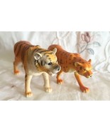 2 Wildlife Jungle Animals Tiger 7&quot; Length + Leopard 6&quot; Length Flexible P... - $16.24 CAD