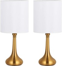 Set Of 2 Bedside Table Lamp White Lampshade Metal Basement Bedroom Living Room - £51.63 GBP