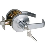 Commercial Keyed Entry Door Lever Handle Set with Satin Chrome 26D and - $29.03