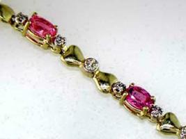 6.00Ct Oval Cut Simulated Ruby Tennis Bracelet   Gold Plated 925 Silver - £154.64 GBP