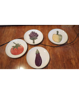Set 4 Harry David Eggplant Pepper Tomato Artichoke Plate Salad Dessert 8.5&quot; - $28.72 CAD