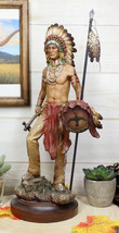 Native American Indian Warrior Chief With Eagle Roach Spear And Axe Figurine - £33.56 GBP