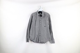 WESC Mens Small Spell Out Double Pocket Collared Button Shirt Black Plaid Cotton - £27.11 GBP