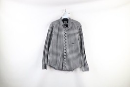 WESC Mens Small Spell Out Double Pocket Collared Button Shirt Black Plaid Cotton - £26.00 GBP