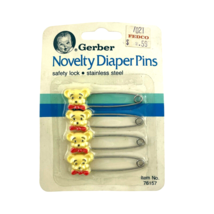 Gerber Vintage Teddy Bear Diaper Pins Yellow 7615 Novelty Stainless Stee... - £15.43 GBP