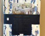 Rachel Roy Tablecloth Chinoiserie Bunny Allover Blue White Scalloped 60”... - $34.99