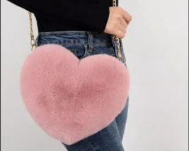  Chic Heart-Shaped Faux Fur Valentines Day Crossbody Bag for Women - $20.00