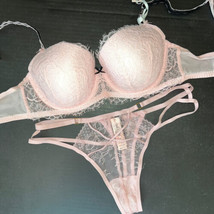 Victoria&#39;s Secret 36C,36D,36DD,36DDD Bra Set+M Thong Strappy Pink Lace - £62.31 GBP