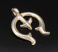ZUNI NAVAJO 925 Silver - Vintage Minimalist Curved Symbol Pendant - PT21328 - £52.83 GBP